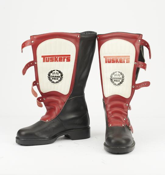 One pair leather motorcyclist's racing boots