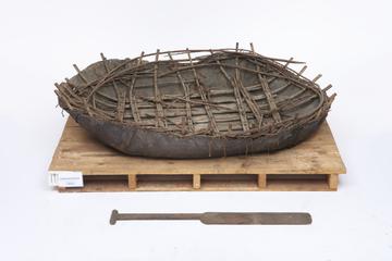 Coracle. Wood frame covered with hide. 75" x 57" (B2012)