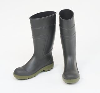 Pair of black rubber Dunlop wellington boots