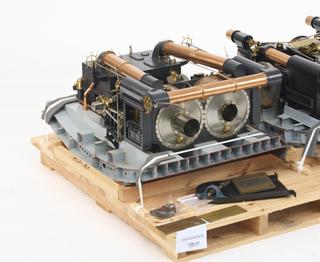 Working model of the double trunk steam engines, as used on HMS 'Minotaur (1867) and HMS 'Northumberland' (1868)