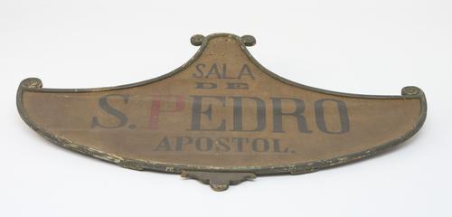 Wooden ward sign with painted canvas panel