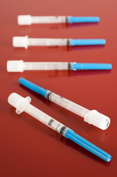 Five 'SoloShot' syringes, United States, 1994