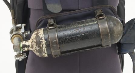 Oxygen cylinder, one of two for Siebe Gorman 'Proto' Mark IV breathing apparatus