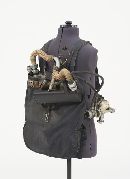 Canvas bag and support for Siebe Gorman 'Proto' Mark IV breathing apparatus