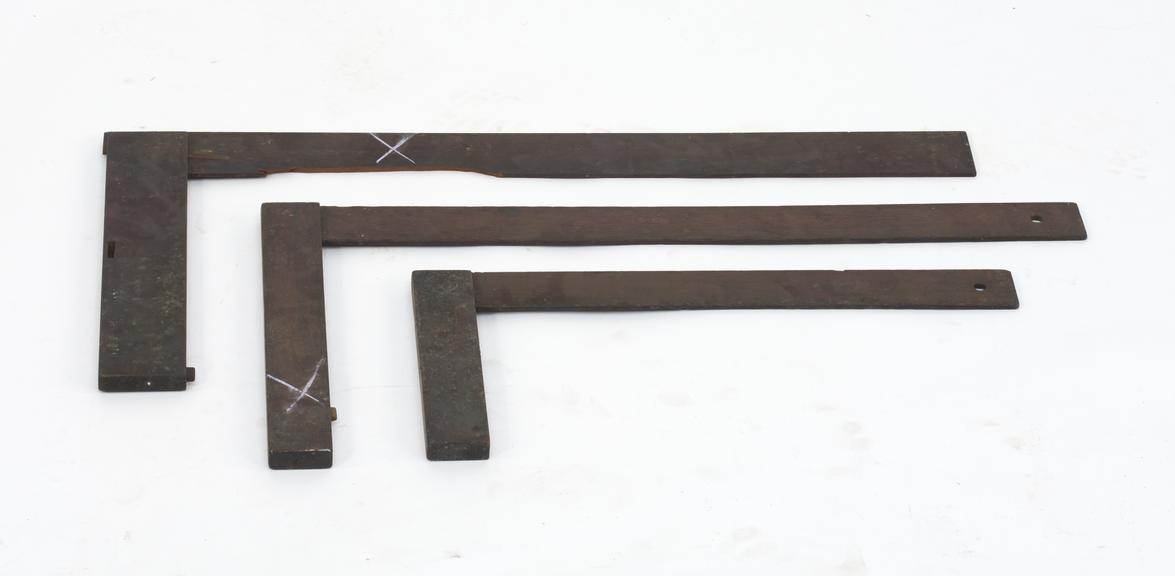 Wooden try-squares, one broken
