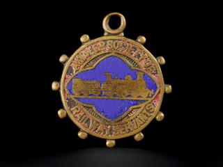 Lapel badge, Associated Society of Locomotive Engineers and Firemen - for Union Sevice - W Gayden