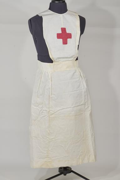 White cotton bib nurse's apron