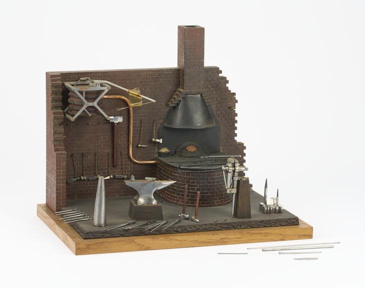 Model of a blacksmith's shop, made in 1880