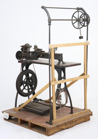 Britannia screwcutting lathe and overhead gear consisting of two standards