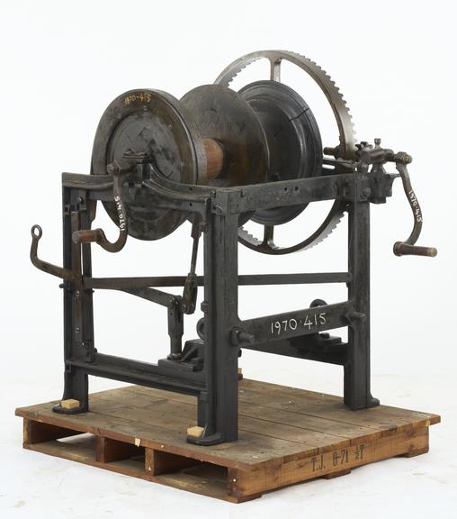 Original hand winch from a wall crane on Warehouse "A"