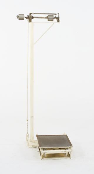 Steelyard type personal weighing scales by C. Schember of Vienna with a folding platform