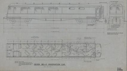 Drawing of Devon Belle Observation Car