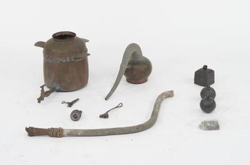 Copper still and worm condenser with bellows and piping from Shropshire mid 18th century