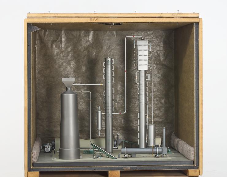 Plant used for the manufacture of soda by the Solvay process, early 1960s.