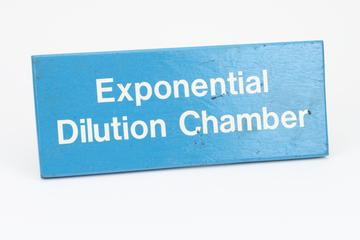 Sign for James Lovelock's 'Exponential Dilution Chamber' for testing chemical detectors