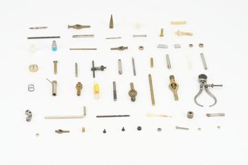 Open box of watchmaker’s lathe parts, used by James Lovelock