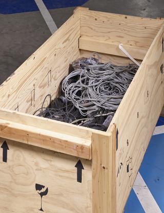Crate of cables from dedicated brain PET scanner