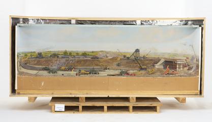 Diorama showing motorway construction, 1965