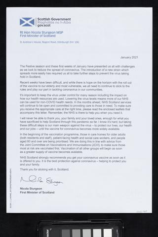 COVID-19 letter to all Scottish households