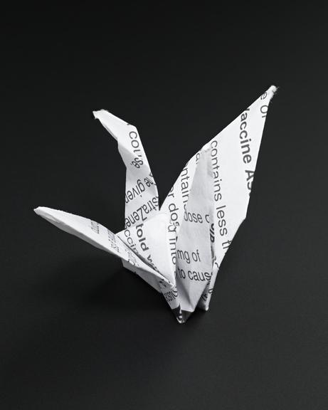 Origami model made by vaccination volunteers