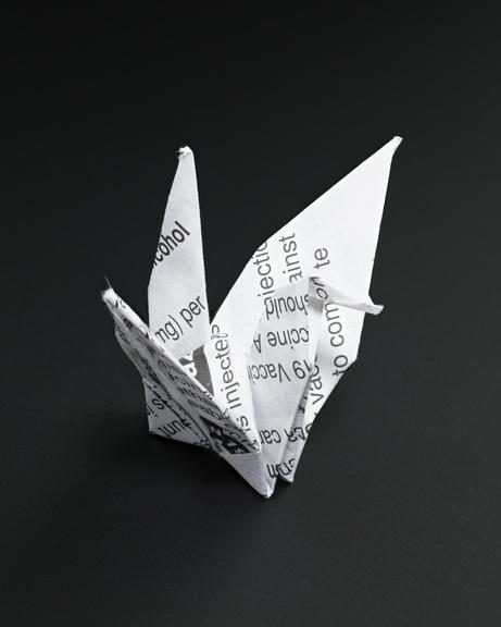 Origami model made by vaccination volunteers