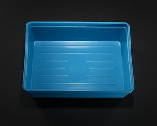 Blue tray used for blood taking equipment