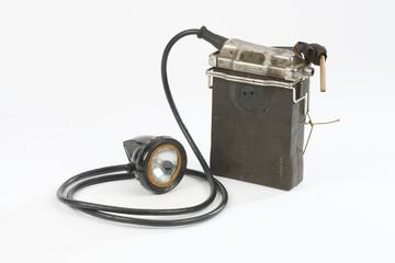‘Oldham’ model miner’s lamp with belt mounted battery pack