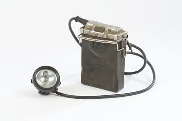 ‘Oldham’ model miner’s lamp with belt mounted battery pack