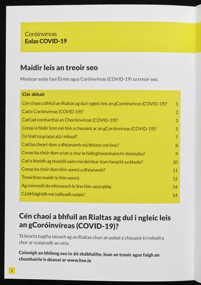 COVID-19 Public Information Booklet in Irish