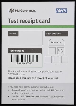 COVID-19 test receipt card