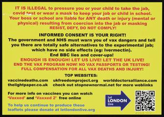 Anti-vaccination leaflet about COVID-19 vaccine