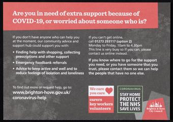 Leaflet produced by Brighton & Hove City Council during the COVID-19 pandemic