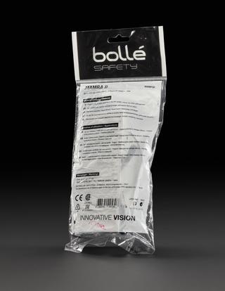 Safety goggles worn as PPE by people testing COVID-19 samples