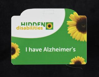 Hidden Disabilities card, with the wording 'I have Alzheimer's'
