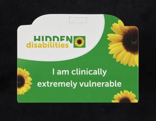 Hidden Disabilities card, with the wording 'I am clinically extremely vulnerable'