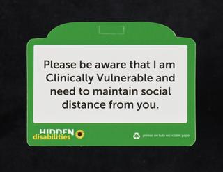 Hidden Disabilities card, with the wording 'Clinically vulnerable'