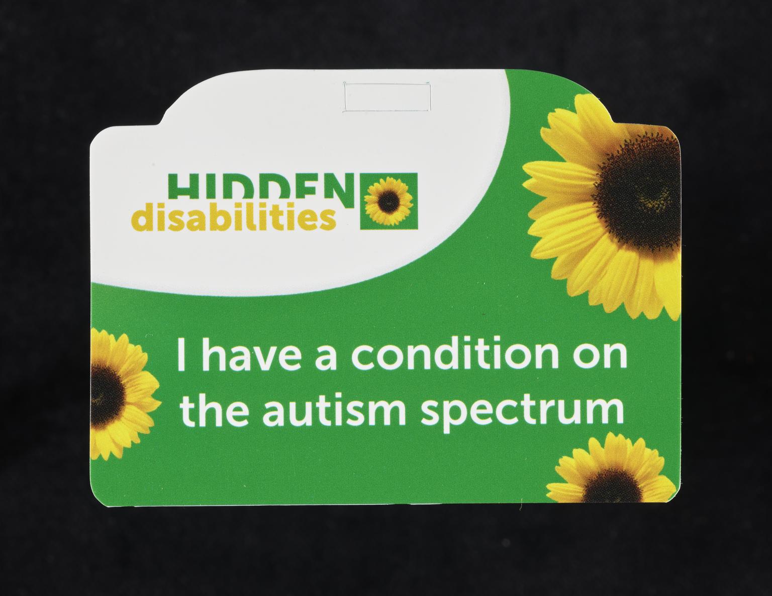 Hidden Disabilities card, with the wording 'I have a condition on the ...