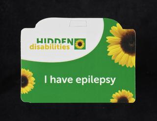 Hidden Disabilities card, with the wording 'I have epilepsy'