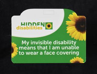Hidden Disabilities card, for face covering exemption