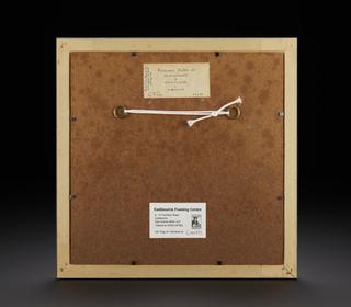 Framed photograph of molecular models of clavulanic acid and amoxycillin