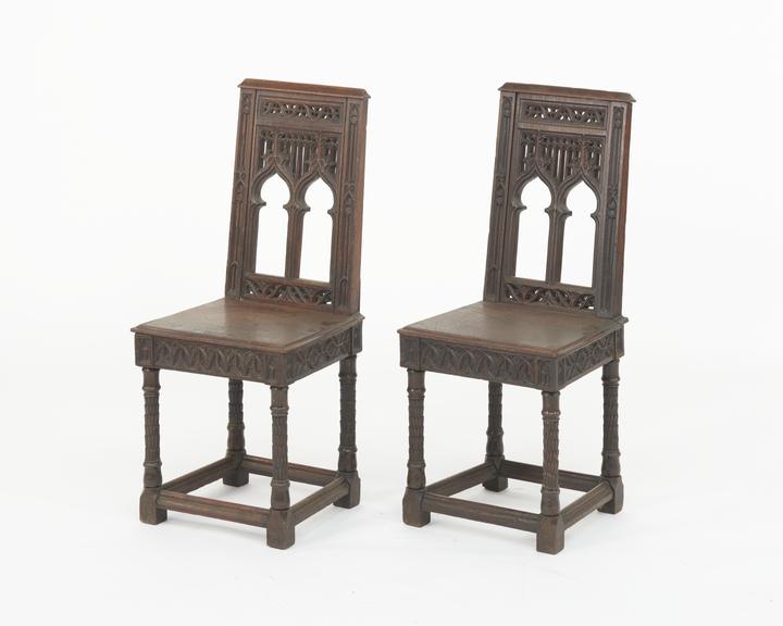 Two Gothic Revival Oak Chairs