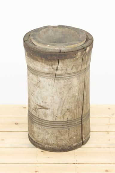 Marble Mortar on Cylindrical Wooden Base.