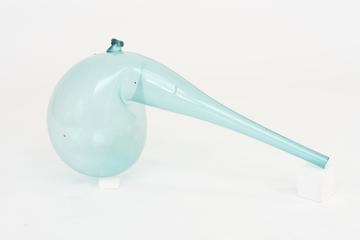 18th century Spanish blue glass swan necked retort