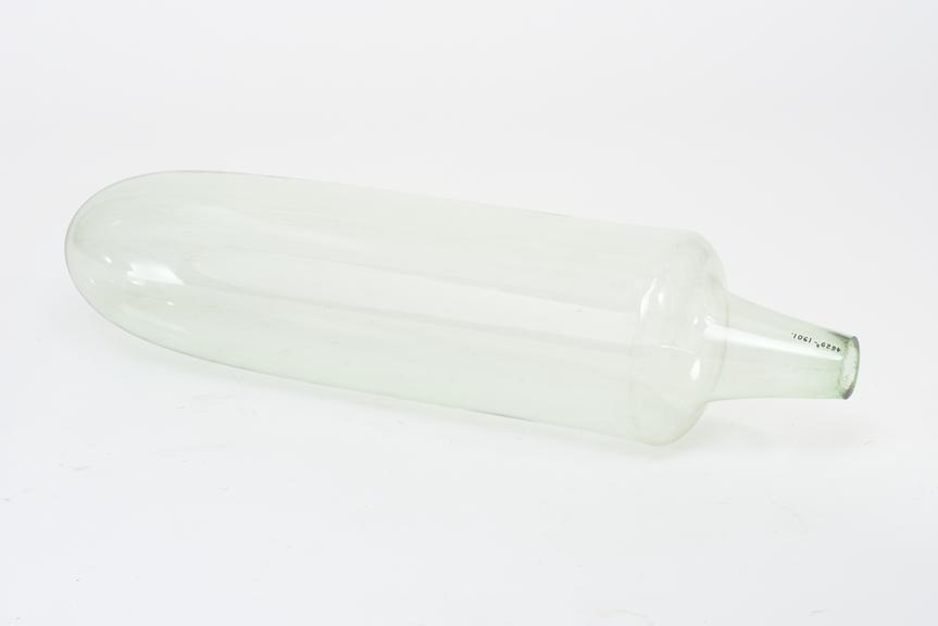Glass cylinder with a closed end and tapering neck