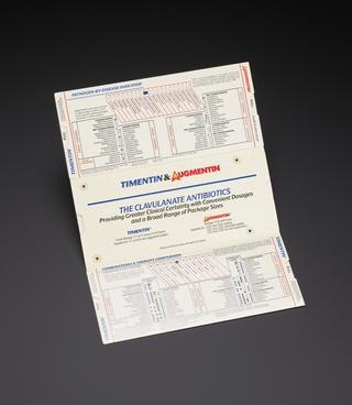 Prescribing pull card for Timentin and Augmentin