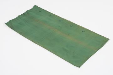 Curtain, green, from night compartment of railway carriage