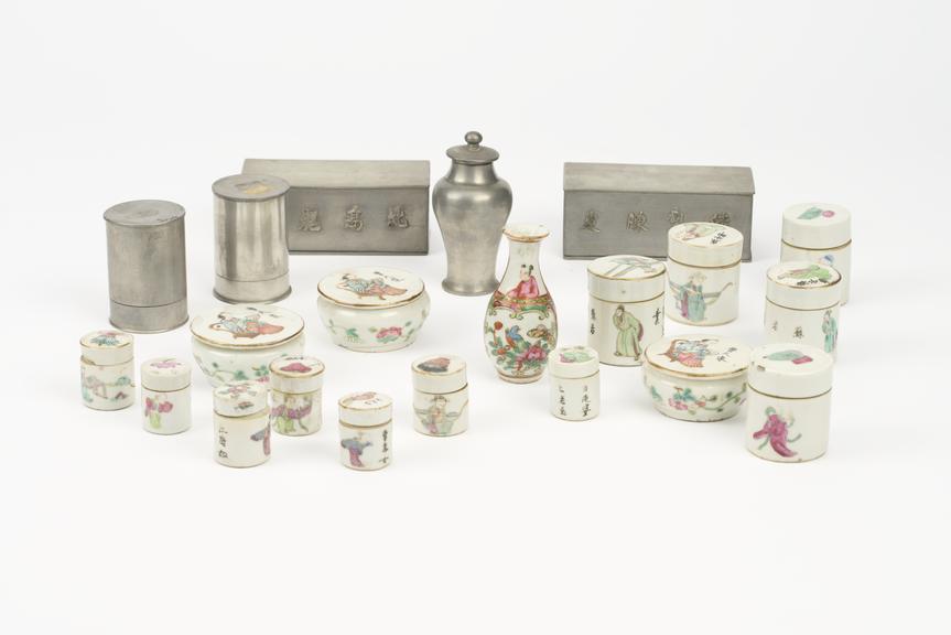 Parts from model Chinese pharmacy, China, 1881-1885