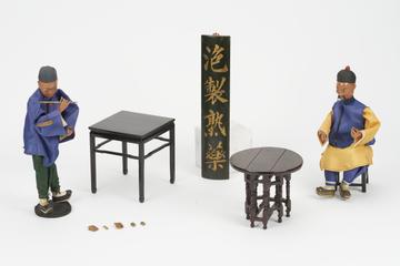 Parts from model Chinese pharmacy, China, 1881-1885