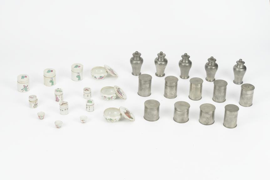 Parts from model Chinese pharmacy, China, 1881-1885
