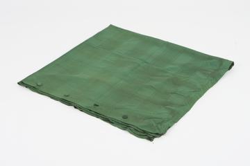 Curtain, green, from night compartment of railway carriage